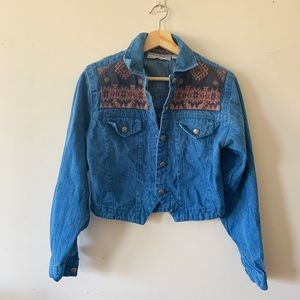Vintage Adobe Rose Western Aztec Denim Jacket